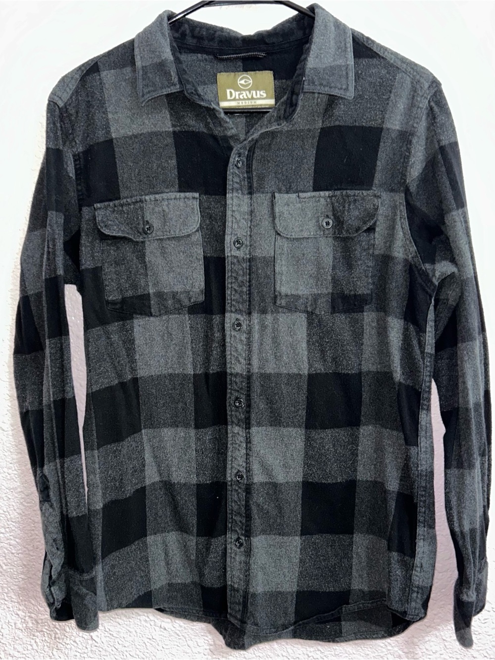 Dravus Men’s Black & Gray Plaid Button-Down Shirt